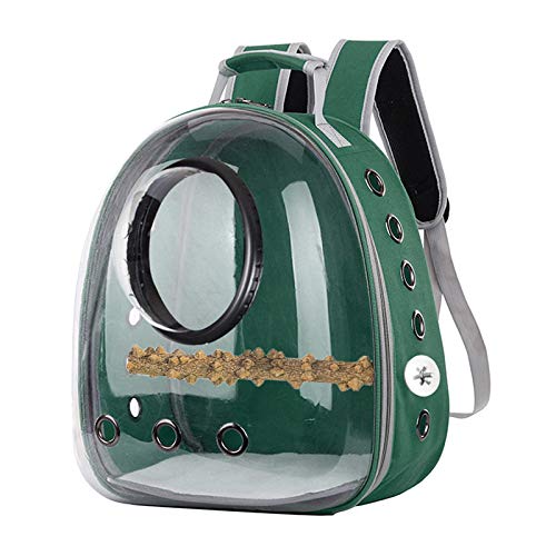 #N/A/a Bolsa de Transporte de Aves, Mochila de Burbujas de Mascotas para Loro pequeño, ventila Mochila cápsula Transparente para Viajes, Senderismo y Uso al - Verde