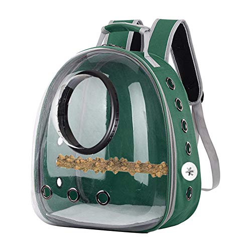 #N/A/a Bolsa de Transporte de Aves, Mochila de Burbujas de Mascotas para Loro pequeño, ventila Mochila cápsula Transparente para Viajes, Senderismo y Uso al - Verde