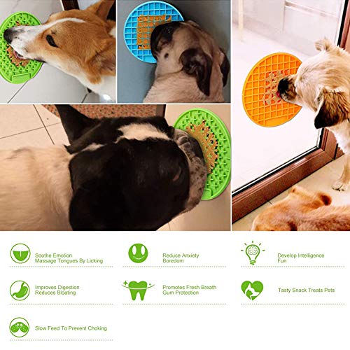 NALCY Perro Lamer Almohadilla, Lick Mat para Perros, Perro De La Estera Lenta Alimentador Almohadilla De Silicona Duradera para Lamer Divertido Alivio de la ansiedad(Azul, Verde)
