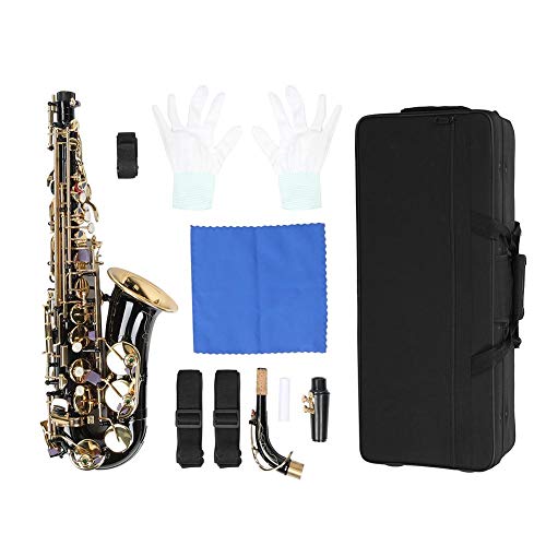Nannday con Cork Grease White Guantes Box Set de Saxo Alto, Bell Mouth E Flat Sax Set Set de saxofón de latón, para músicos novatos(Black)