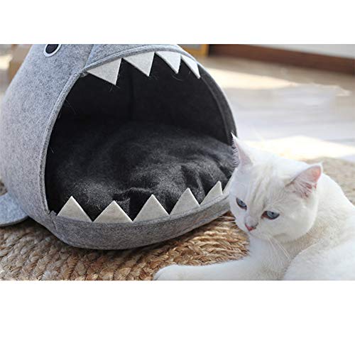 NANUNU Cama para Mascotas-Plegable Desmontable Forma de tiburón Mascota Perro Gato Cama Nido para Cachorros Casas Encantadora Perrera cálida