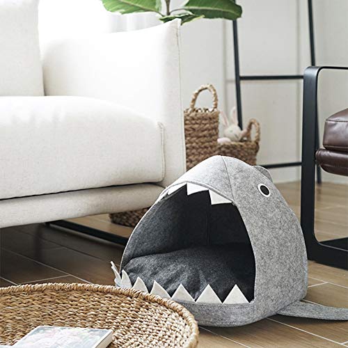 NANUNU Cama para Mascotas-Plegable Desmontable Forma de tiburón Mascota Perro Gato Cama Nido para Cachorros Casas Encantadora Perrera cálida