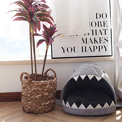 NANUNU Cama para Mascotas-Plegable Desmontable Forma de tiburón Mascota Perro Gato Cama Nido para Cachorros Casas Encantadora Perrera cálida