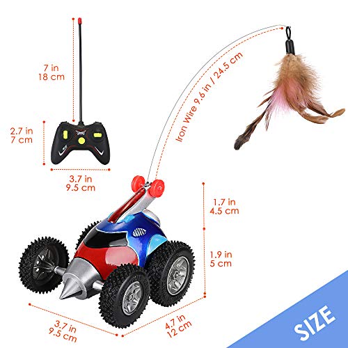 Nasjac Remote Cat Toy, Nueva versión Rocket Shape Interactive Moving Automatic Robotic Sound Chaser Prank Car para Gatito (sin batería incluida)