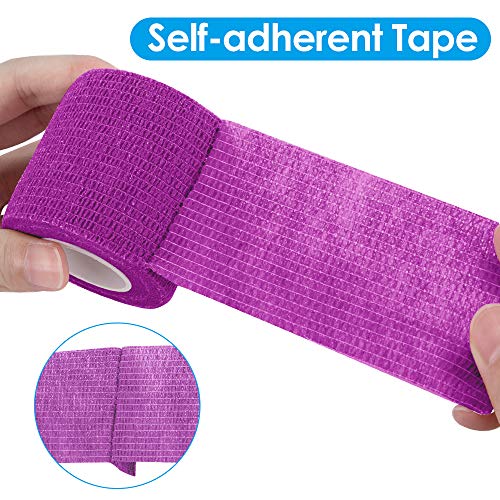 Nasjac Vendaje Autoadhesivo para Mascotas, 12 Rollos de Cinta, 2" x 5 Yardas Cada uno después de estirado (Couleur mélangée, 12 Rouleaux) (Couleur mélangée, 12 Rouleaux)