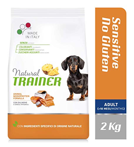 Natural Trainer Sensitive No Gluten - Pienso para Perros Mini-Toy Adult con Salmón y Cereales Integrales - 2kg