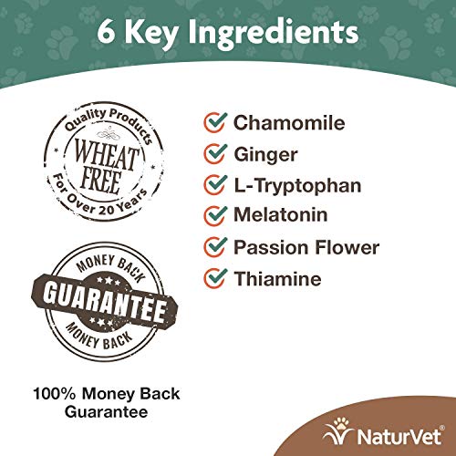 NaturVet Quiet Moments Calmante Ayuda Plus Melatonina para Perros, 70 CT Dental para Suave, Fabricado en Estados Unidos