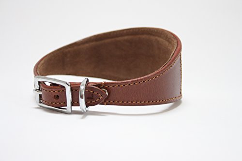 Navajo - Collar ancho acolchado de piel de oveja azteca y ante suave, diseño de galgo, perro saluki (mediano)