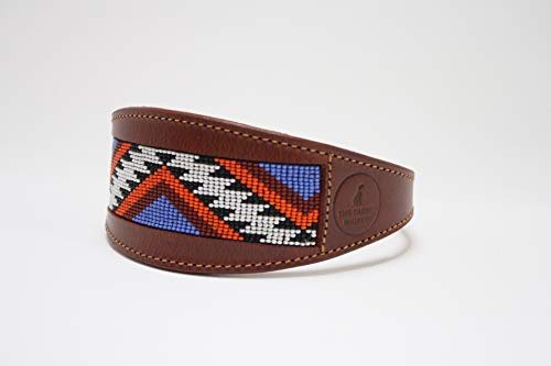 Navajo - Collar ancho acolchado de piel de oveja azteca y ante suave, diseño de galgo, perro saluki (mediano)