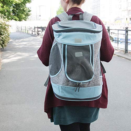 Navaris Mochila para Transportar Mascotas -Transportín Plegable Porta Mascota - Bolso Acolchado Transpirable para Gatos Cachorros de máx. 15 KG