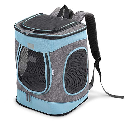 Navaris Mochila para Transportar Mascotas -Transportín Plegable Porta Mascota - Bolso Acolchado Transpirable para Gatos Cachorros de máx. 15 KG