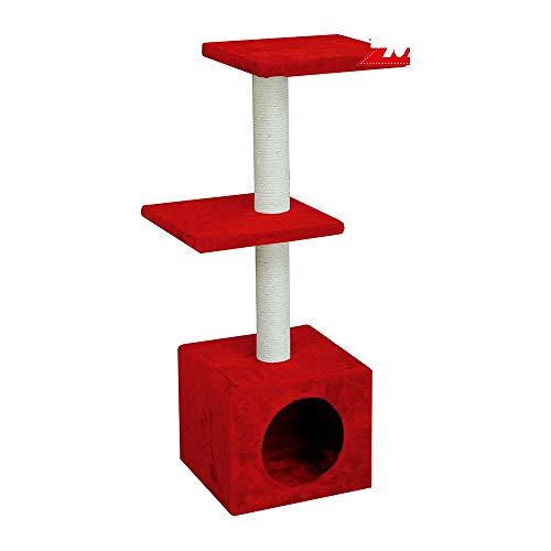 Nayeco Rascador Amelie Rojo Tres Alturas Con Gatera 30X30X89Cm