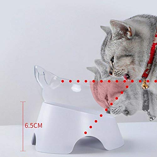 NCNC Cuencos Dobles para Gatos, Cuenco ortopédico para Mascotas Anti-vómitos, Cuenco para Perros Kitty’s Food Water Bowl, Plato Inclinado para Proteger la Columna Vertebral, Cuenco Inclinado de 15 °