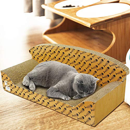 Newgreeny Scratcher para Gatos Corrugado Play-Cat Litter Cat House Cat Sofa 51x24x20cm Espinas de Pescado
