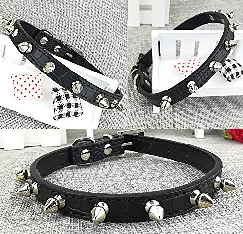 Newtensina 2 Piezas Tachonado Grano de cocodrilo y Negro Puro Collar de Cachorro Collar de Perro con Pinchos para Perros Gatos