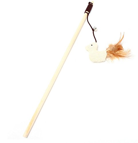 Nikgic Long 40 cm Lino Niedlich Gallina Muelle Juguete Gato Juguete Interactivo Calidad Madera Varilla Flexible Juguete Interactivo Pädago gisches Juguete