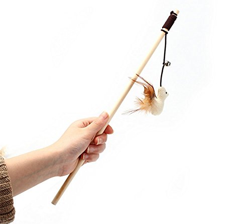 Nikgic Long 40 cm Lino Niedlich Gallina Muelle Juguete Gato Juguete Interactivo Calidad Madera Varilla Flexible Juguete Interactivo Pädago gisches Juguete