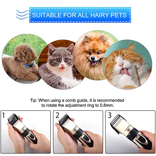 Ninonly Cortapelos Perros Profesional Maquina Cortar Pelo Perros Eléctrico Esquiladora Silencioso Inalámbrica para Mascotas Perros y Gatos, 5 Longitud Ajustable, con 11 Accesorios