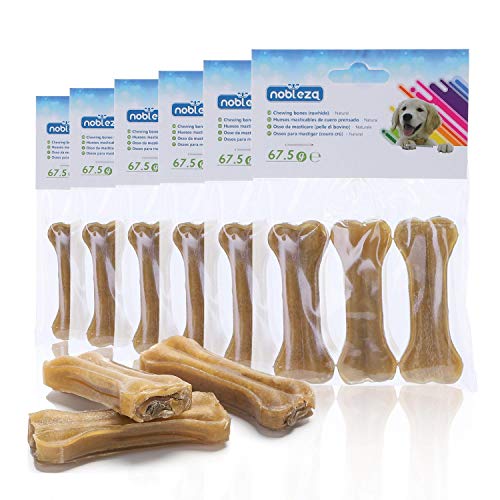 Nobleza - Hueso Prensado para Perros 12PCS (10cm) Fortalecedor de Dientes Stick Dental Dog Snack, Hueso de Nudillos de Cuero Crudo, Hueso para morder, 4 Inches