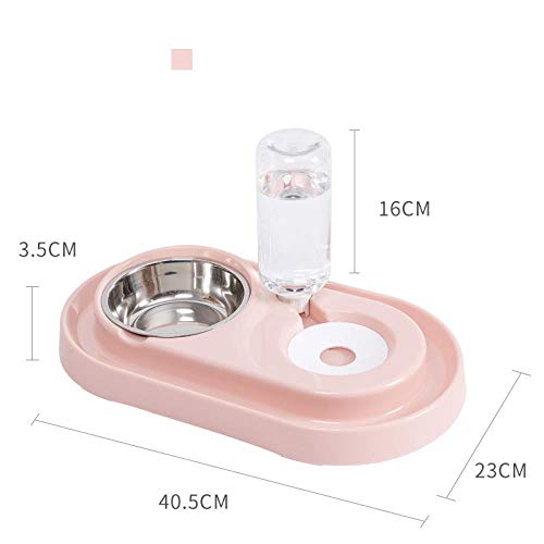 nobrand Bebedero de Agua Potable Dos en uno, tazón automático para Beber a Prueba de Fugas y a Prueba de Humedad, Adecuado para: tazón de arroz para Gatitos y Cachorros, Rosa
