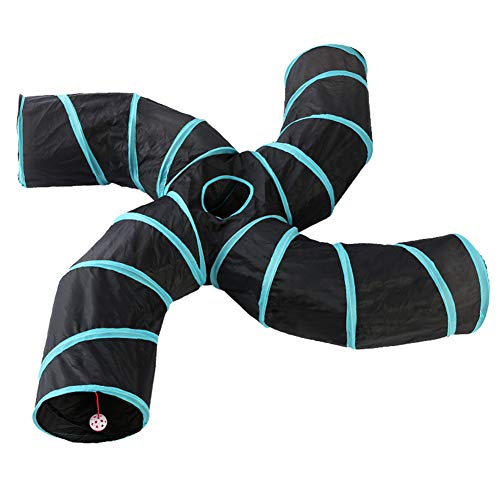 Nobranded Juguetes de túnel para gatos de 4 vías con bola y campana – Tienda grande plegable para interior y exterior para gato, cachorro, perro, gatito, conejo, escondiéndose en forma de S