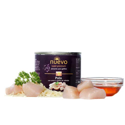 NUEVO Lata Gato JUNIOR: Pollo y Arroz, 200 g, Gato