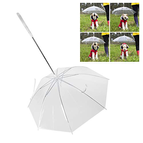 Nunafey Costillas de Acero Inoxidable, película de PE Paraguas de Gato para Perros, Correa de Paraguas de Perro, Resistente a la Lluvia para Salir con una Mascota como Cuerda de tracción(Transparent)