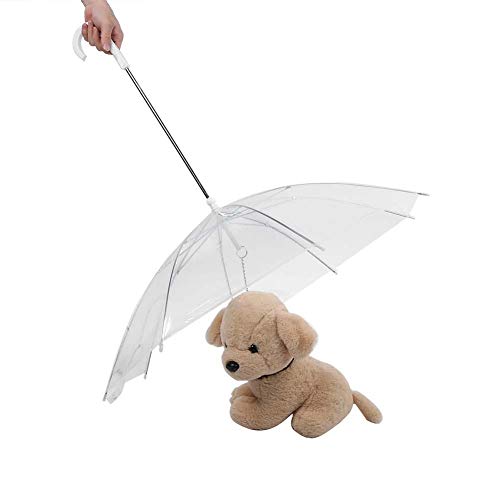 Nunafey Costillas de Acero Inoxidable, película de PE Paraguas de Gato para Perros, Correa de Paraguas de Perro, Resistente a la Lluvia para Salir con una Mascota como Cuerda de tracción(Transparent)