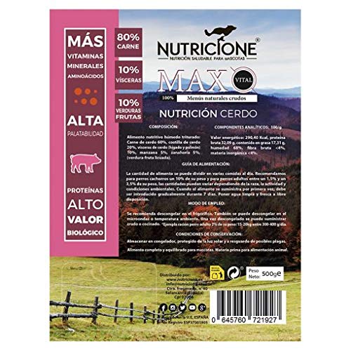 Nutricione - Barf MAX Vital Menú Completo Natural de Cerdo 5kg congelado (10 Paquetes 500gr)
