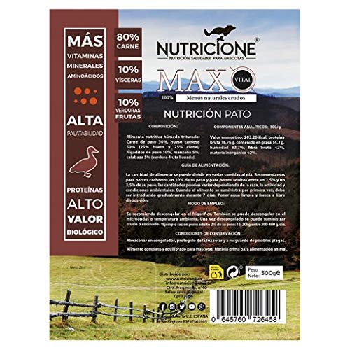 Nutricione - Barf MAX Vital Menú Completo Natural de Pato 5kg congelado (10 Paquetes 500 gr)