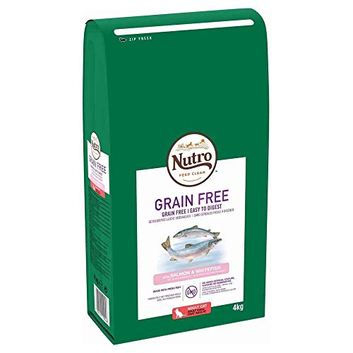 NUTRO Grain Free Gatos Adultos SALMÓN y Pescado Blanco, 4 kg