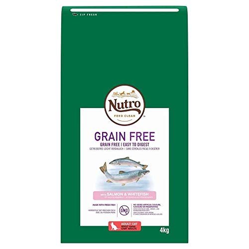 NUTRO Grain Free Gatos Adultos SALMÓN y Pescado Blanco, 4 kg