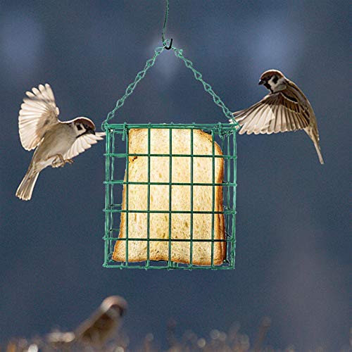 NYKK Comedero para pájaros Dispensador de Alimentos de Aves de Aves de Aves Cuadrado Alimentador de pájaros Colgantes Alimentador de Sebum Comederos Colgantes