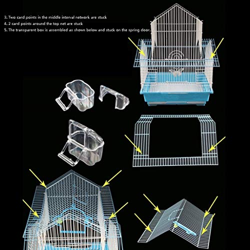 NYKK Jaulas para pájaros Jaula de Techo de Alta Altura de 48 cm para pájaros Loros pequeños con Bandeja deslizable 1 Fuente de Agua Potable y 2 Tazas de alimentación Pajarera para Pájaro