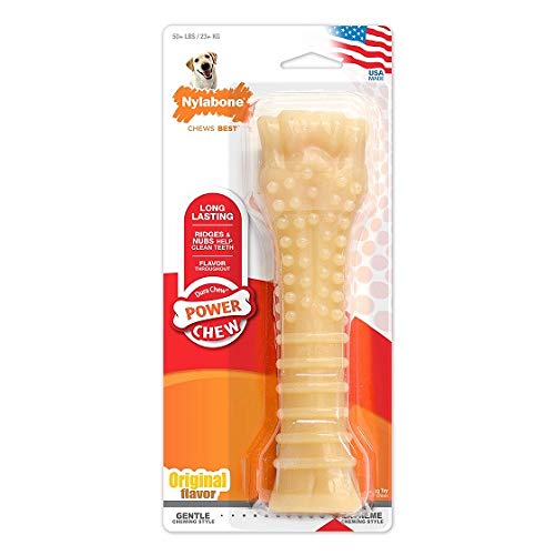 Nylabone Juguete masticable para la higiene Dental de Perros con mordida agresiva, Forma de Anillo, Sabor a Pollo, para Perros Adultos de más de 23 Kilos 194 g