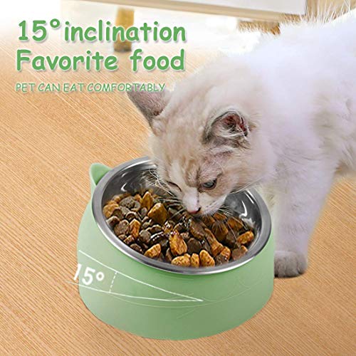 O-Kinee Cuenco del Gato, Tazones para Gatos Antivomitos, Comedero Gato 15° Inclinable Tazón, Cuenco de Alimentación para Gatos, Comederos Perros Gatos, Acero Inoxidable, Base Antideslizante 200 ML