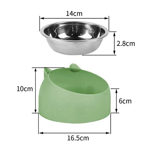 O-Kinee Cuenco del Gato, Tazones para Gatos Antivomitos, Comedero Gato 15° Inclinable Tazón, Cuenco de Alimentación para Gatos, Comederos Perros Gatos, Acero Inoxidable, Base Antideslizante 200 ML