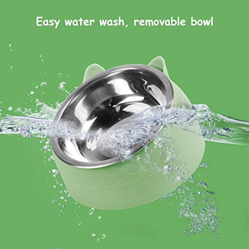O-Kinee Cuenco del Gato, Tazones para Gatos Antivomitos, Comedero Gato 15° Inclinable Tazón, Cuenco de Alimentación para Gatos, Comederos Perros Gatos, Acero Inoxidable, Base Antideslizante 200 ML