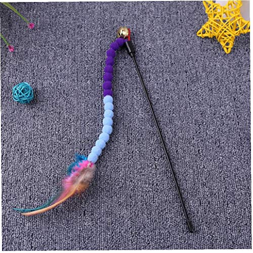 Odoukey Azul Naranja Pluma del Gato del Tren de formación Gatito Juguete 2pcs Gato de Juguete Interactivo con Plumas