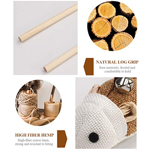 OFNMY 5pcs Juguetes para Gatos con Plumas Interactivo Varita de Vara Caña de Juegos