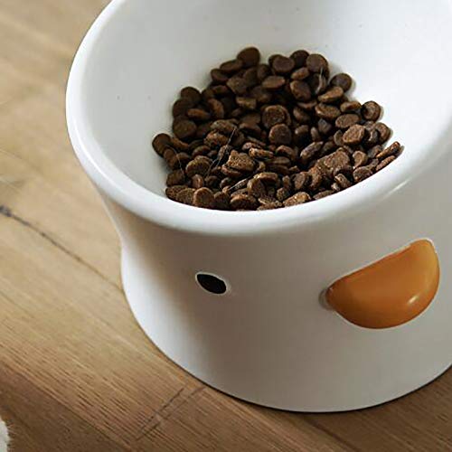 OMKMNOE Cerámica Aumento De La Taza De Gato, Bufanda De Gato Inclinado para Forro De Estrés En Ángulo Libre, Menos Crianza Y Gato, Copa De Alimentación del Gato Inclinado,1