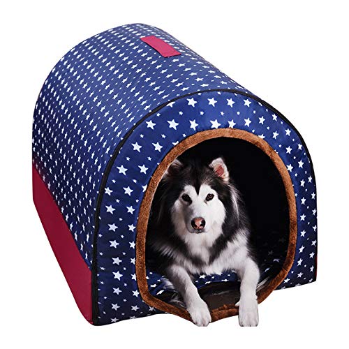 OMKMNOE Cuevas De Perros, Cavidad para Gatos, Cama para Perros, Cama De Gato, Hut Big Dog Hut Winter Warm Warm Warkable Nest Medium Dog Dorado Cabello De Oro Casa De Perro,Azul,XL
