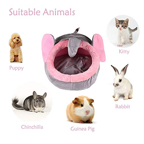 Oncpcare Cálido Kitty House - Casa portátil para cobayas, cobayas, cobayas, forma de elefante, para animales pequeños como gatito, cachorro, cobaya, chinchilla, ardilla, erizo en invierno