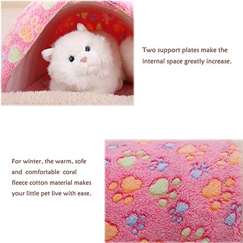 Oncpcare Cama cálida de invierno para animales pequeños con cortina, cama desmontable para gatos, conejos, conejos, cobayas, cobayas, conejos, chinchillas, degu, hurones, cobayas, erizos