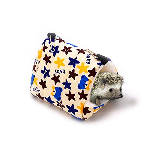 Oncpcare Cama cálida de invierno para pequeños animales jugando suave erizo cama durmiendo linda hamster hamaca para pájaros para colgar en casa de gerbo, cobaya, cerdo, degu Drawl erizo