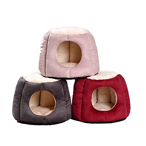 Oncpcare - Casa para gatos y animales pequeños, casita suave y cálida, cama, escondite con cojín extraíble para invierno