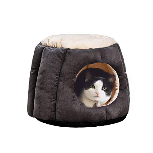 Oncpcare - Casa para gatos y animales pequeños, casita suave y cálida, cama, escondite con cojín extraíble para invierno