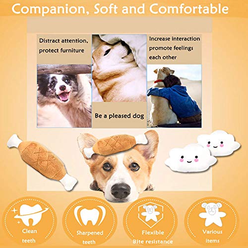 Oncpcare Juego de 7 juguetes para perros, divertidos juguetes para masticar perros que reducen el sonido, soledad, juguetes para perros de peluche, juguetes para proteger muebles (patrón al azar)