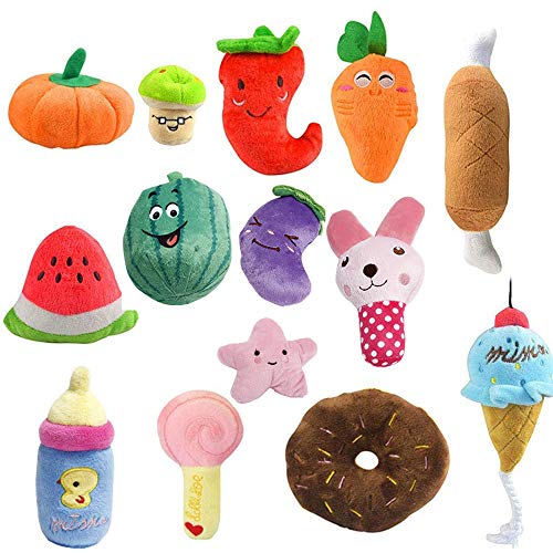 Oncpcare Juego de 7 juguetes para perros, divertidos juguetes para masticar perros que reducen el sonido, soledad, juguetes para perros de peluche, juguetes para proteger muebles (patrón al azar)