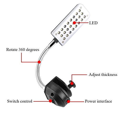 ONEVER Lámpara del Tanque de Pescado de la luz de la Abrazadera del Acuario, 2 Modo Azul y Blanco, 1.5W 24 llevó con el Enchufe de la UE